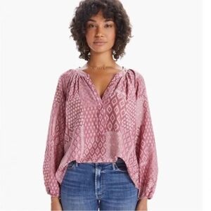XIRENA Stamp Chloe Cotton Silk Patchwork Popover Top Blouse Garmentory XS $226